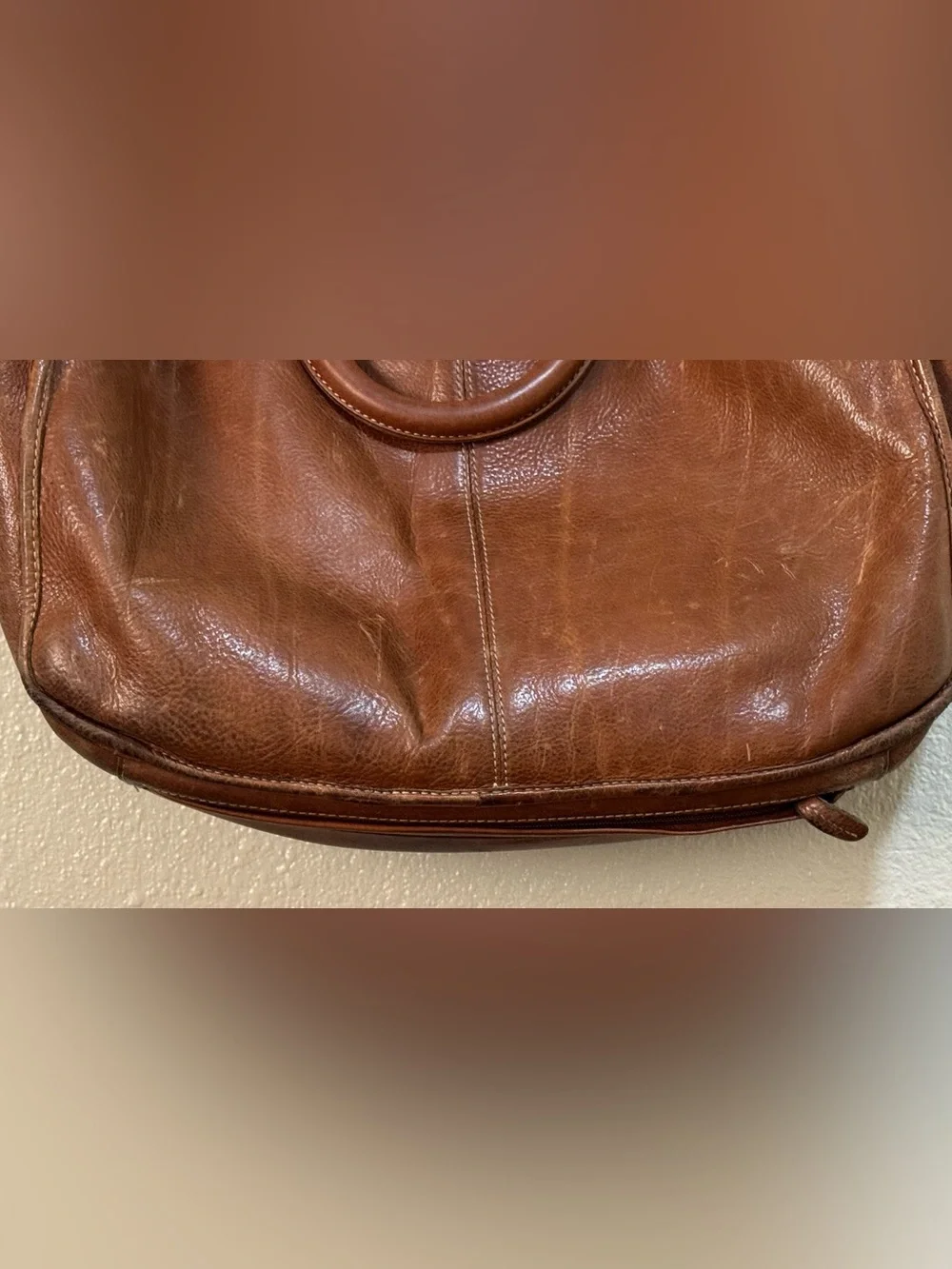 Vtg LL Bean Leather Laptop Messenger Briefcase Bag Tan Brown Expandable Preppy